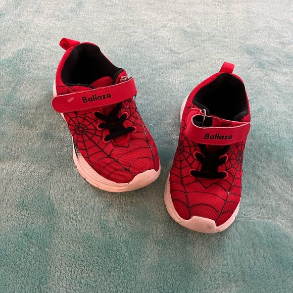 Red Kids Spider Web Sneakers - Picture 1 of 4